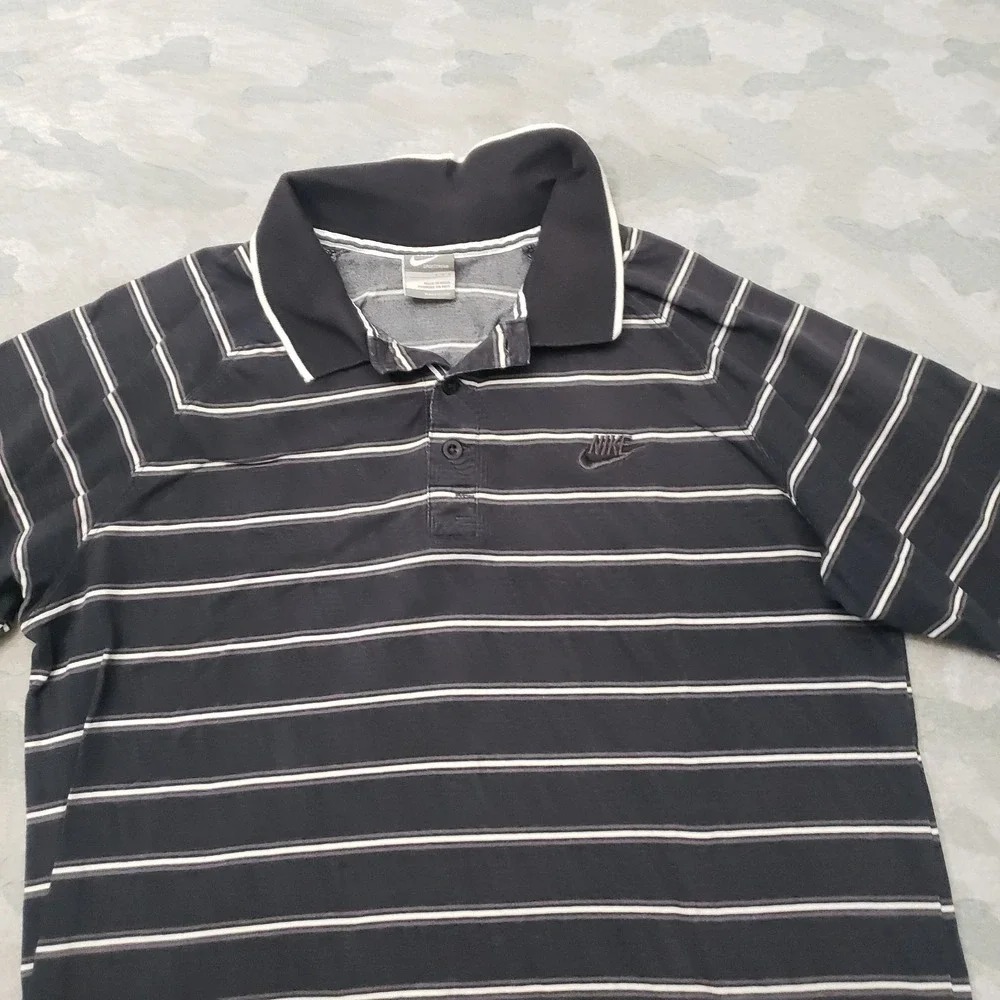 Vintage Nike Sportswear Polo Shirt Mens Large Y2k Black Short Sleeve Golf
